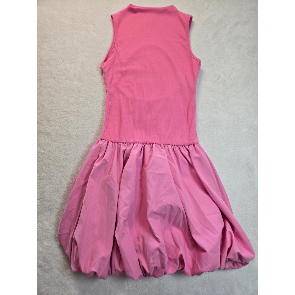 Girls Pink Ribbed Mock Neck Bubble Hem Cutout Back‎ Dress Size 12Y